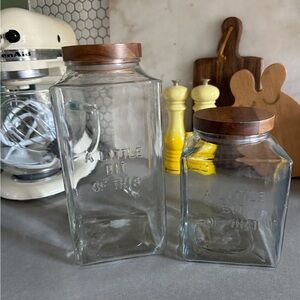 kate spade Clear Glass Pantry Jars with Wood Lids - Brown Accents